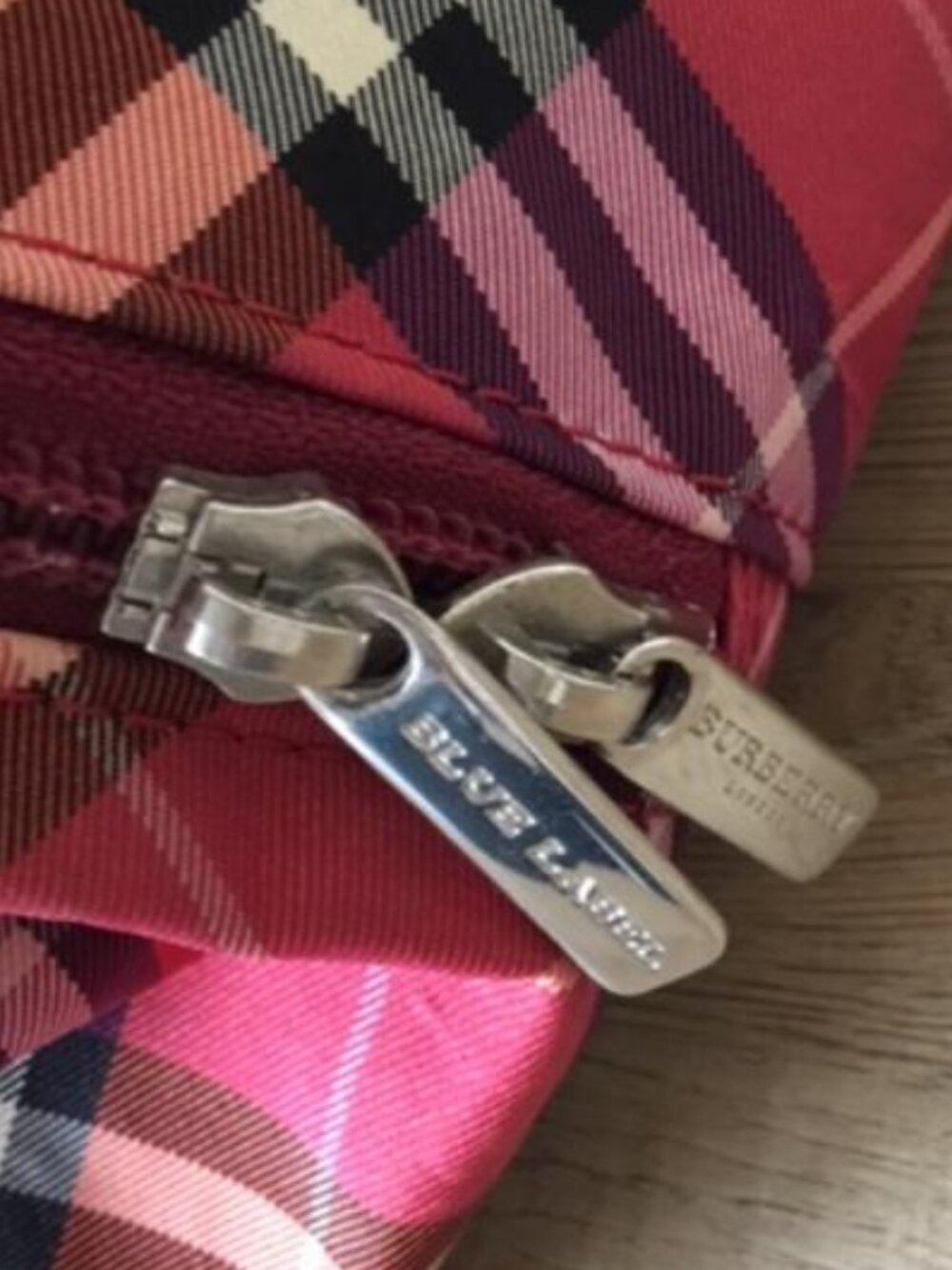 Burberry Blue Label Red Nova Check Mini Tote Bag w/Brown Leather Handles EUC - Picture 5 of 11